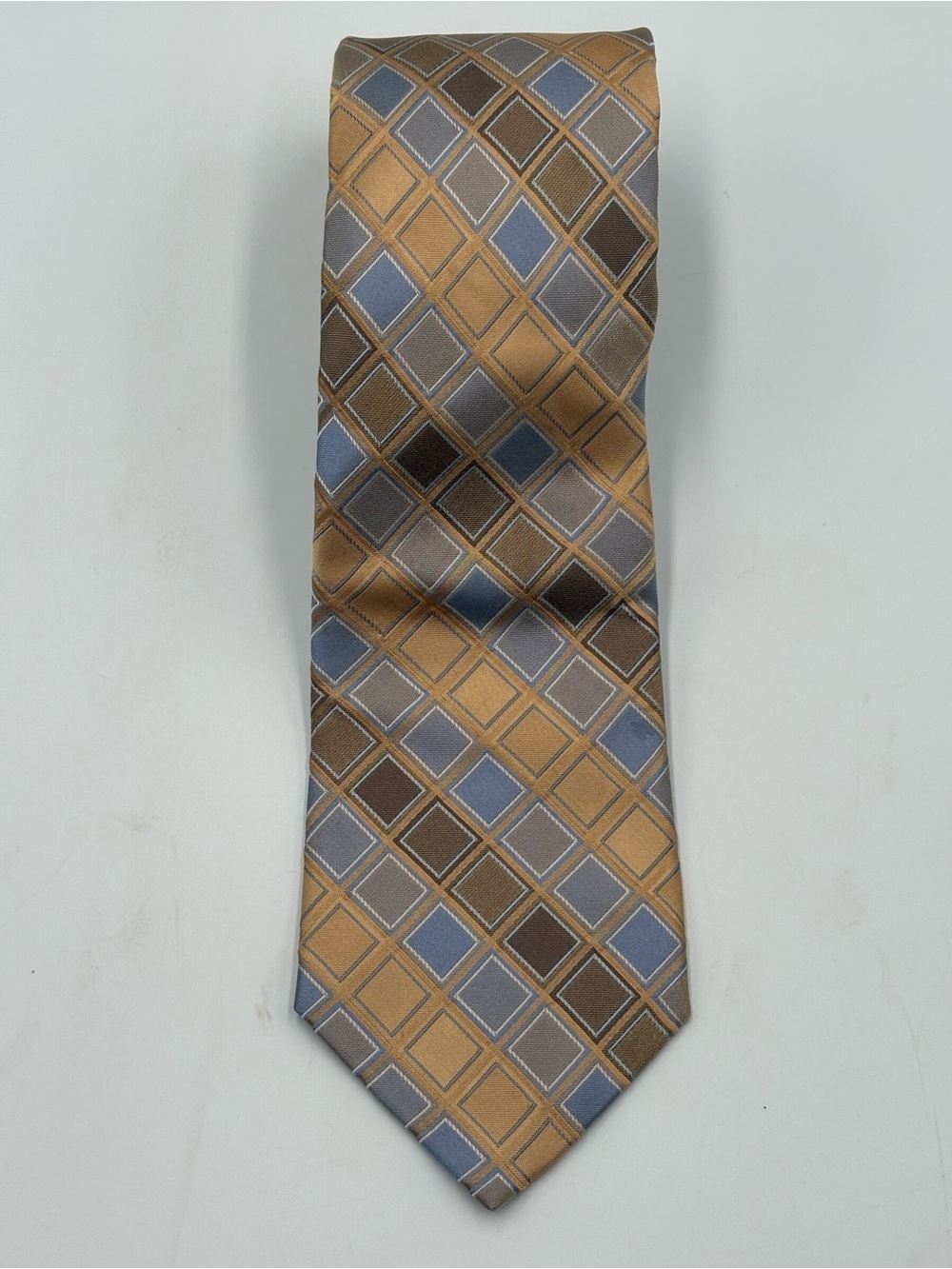Perry Ellis Portfolio Men’s Geometric Neck Tie Gold Blue Brown Designer
